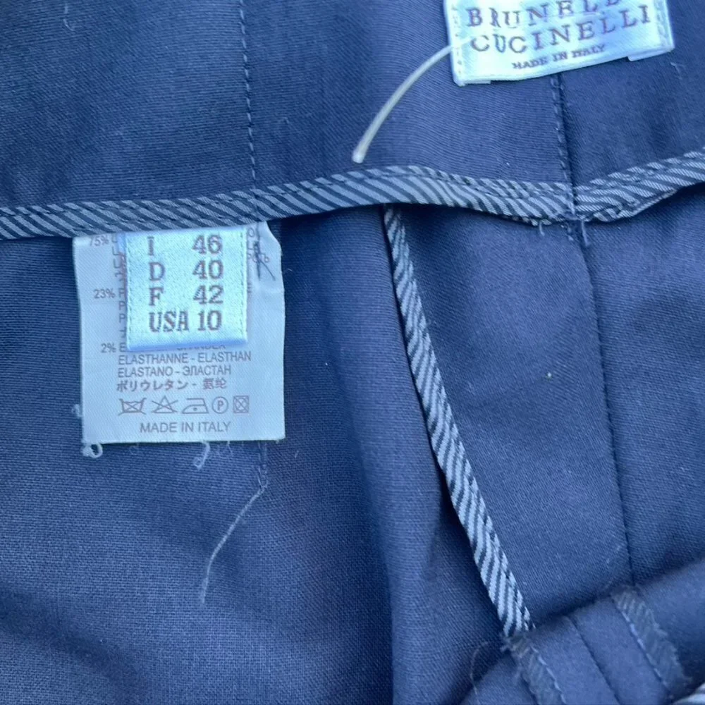 Brunello Cucinelli Navy Blue Dress Pants Slacks US 10